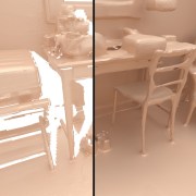 Seen2Scene: Completing Realistic 3D Scenes with Visibility-Guided Flow