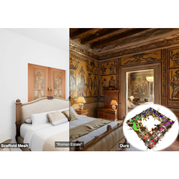 WorldMesh: Generating Navigable Multi-Room 3D Scenes via Mesh-Conditioned Image Diffusion